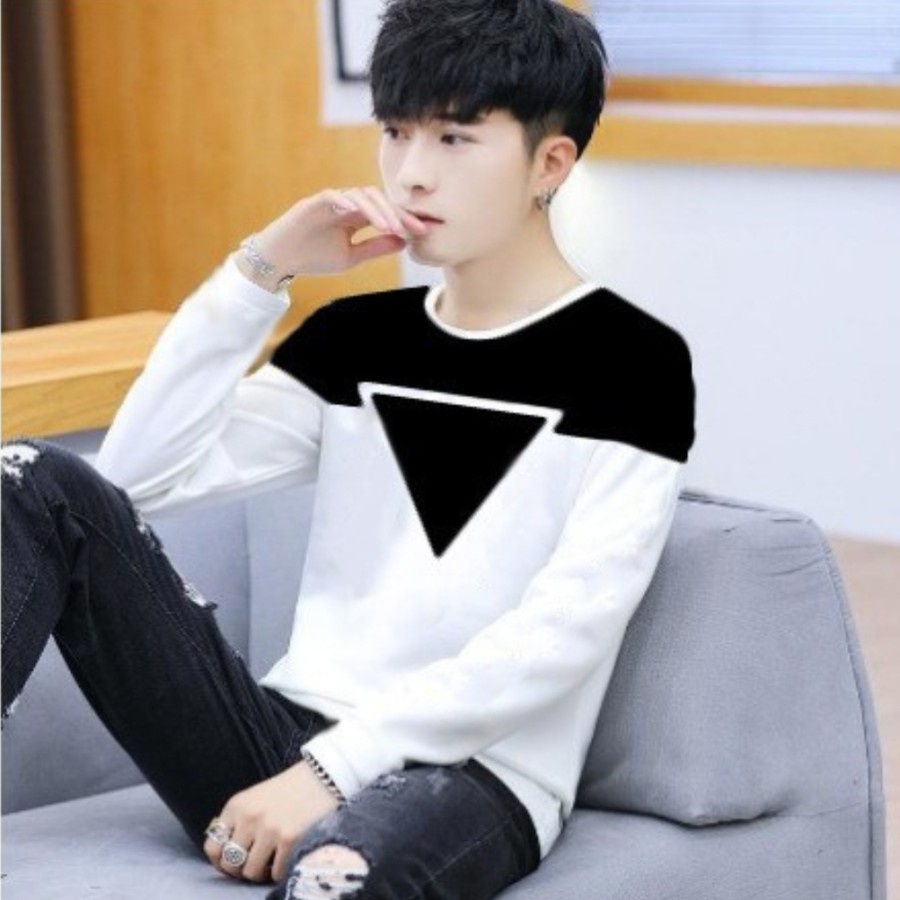 Atasan Anak Laki-Laki Kaos Korean Style Baju Anak Cowok Remaja ABG Tshirt Segitiga Rian Lengan Panja