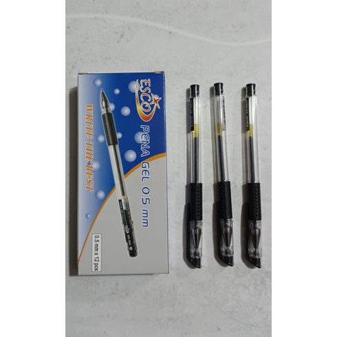 

pulpen gel esco isi 12 warna hitam