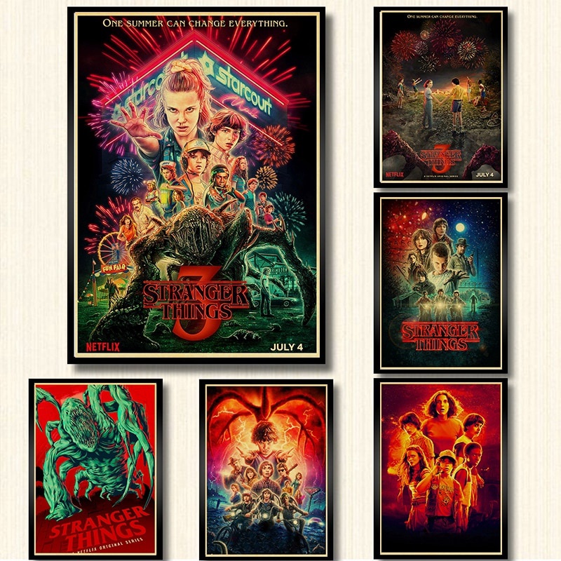 Poster Kertas Kraft Motif Print Film Stranger Things Season 3 2019 42x30cm Untuk Dekorasi Kamar Tidur