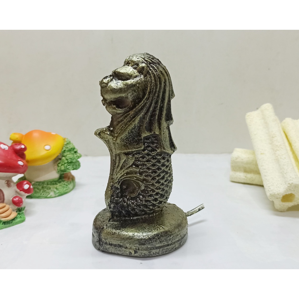 hiasan aquarium patung merlion singapura, hiasan aquarium patung singapura, hiasan aquarium patung m