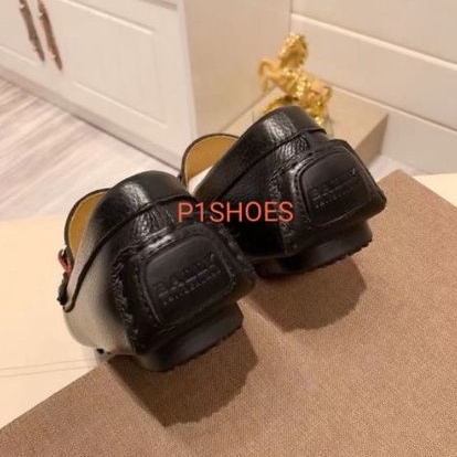 sepatu bally loafer pria mirror quality model slip on cowok shoes hitam kulit asli