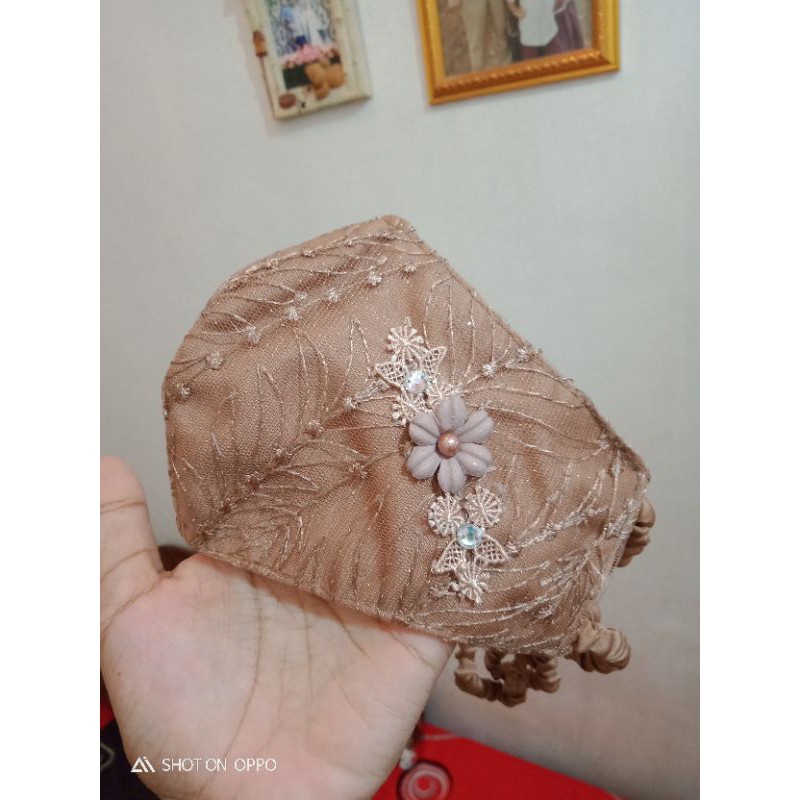 Masker Brukat / Masker Hijab / Masker Cantik / Masker Lebaran/ Masker Murah / Masker Fashion/ 3PLY
