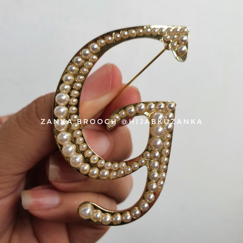 bros abjad mutiara | bros huruf | bros inisial nama | alphabet brooch-G