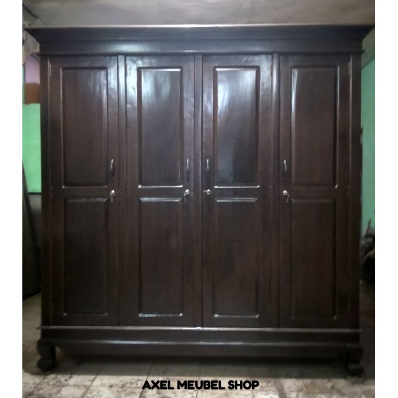 Lemari jati pintu 4 minimalis knockdown