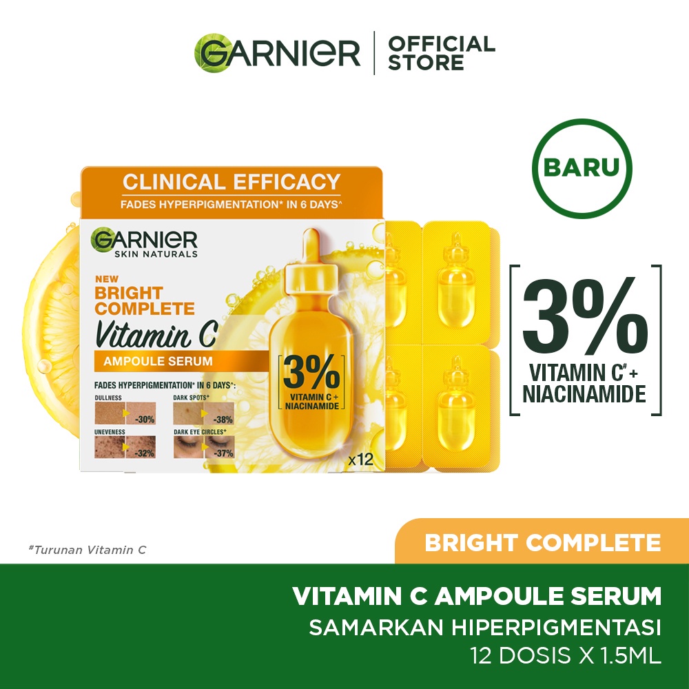 Garnier Bright Complete Ampoule Vitamin C Hiperpegmentasi Serum(12x1,5ml)