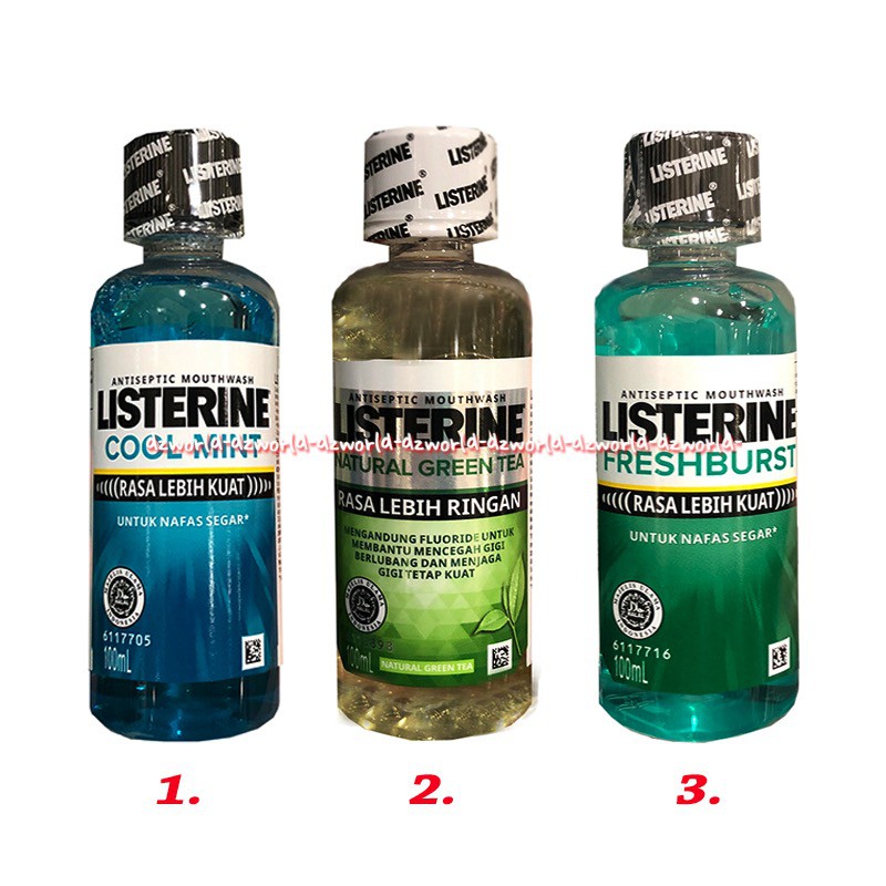 Listerine Cool Mint 100ml Natural Green Tea Freshburst Obat Kumur Kumur Mouthwash Mouth Wash Listerin