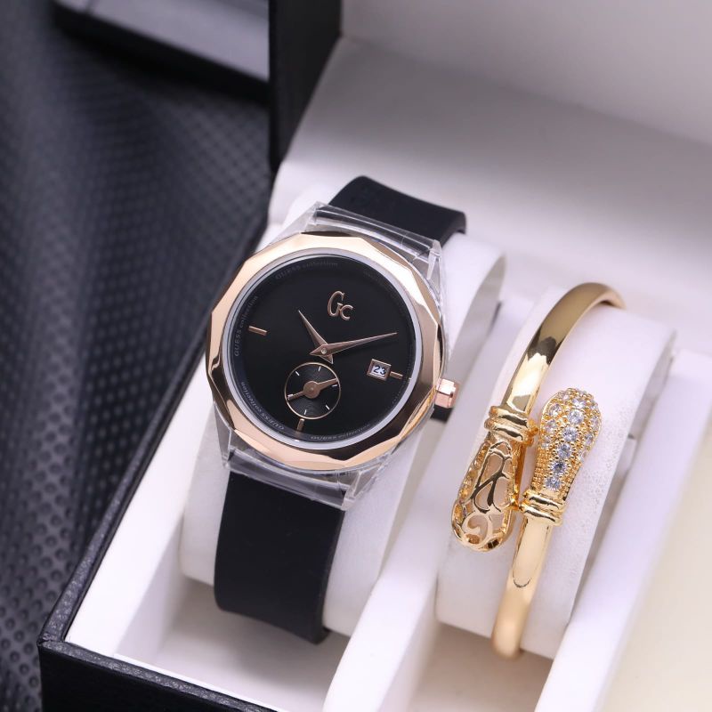 Best Seller Jam Tangan Fashion Wanita GC/Guess Collection LS 8567 Plus Gelang Tanggal Aktif
