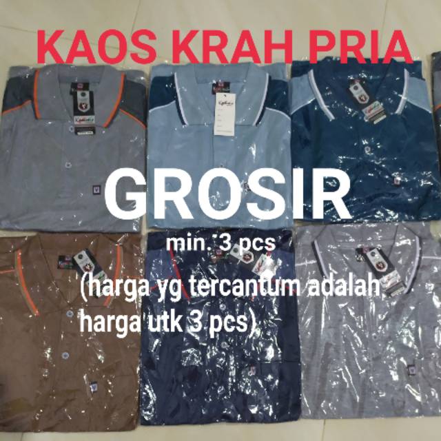 GROSIR KAOS PRIA KRAH KEMO Lengan Pendek Baju Cowok Kerah Murah