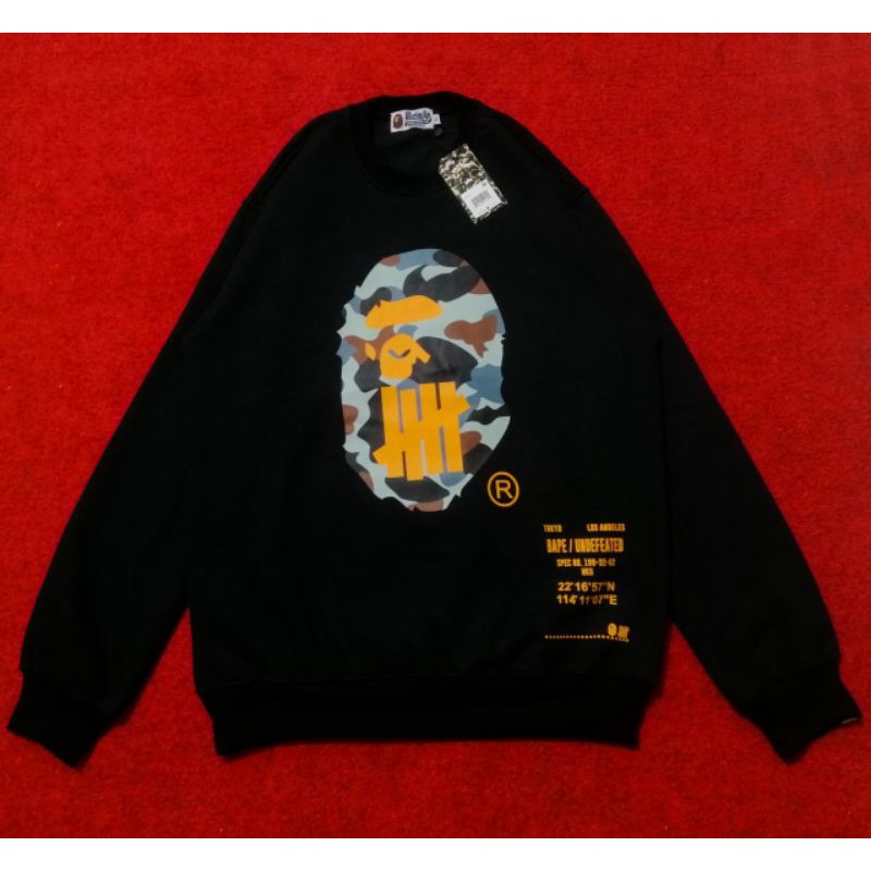 longsleeves crewneck sweatshirt Bape hitam original quality