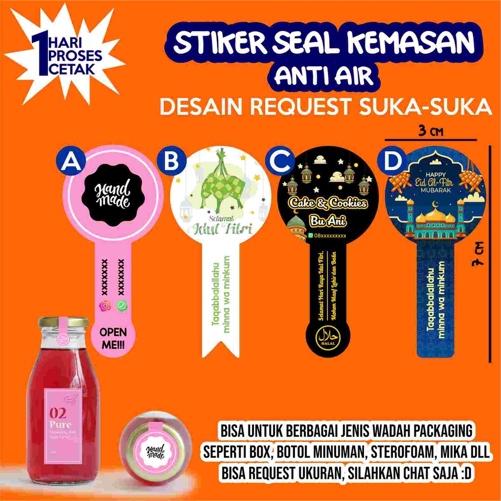 

Stiker Anti Air Seal Label Kemasan Custom Makanan atau Minuman
