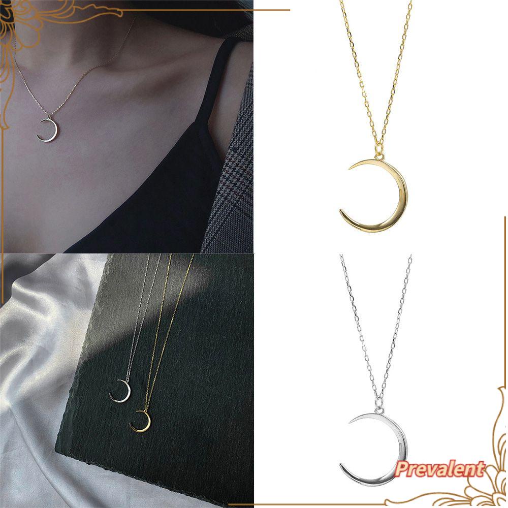 Kalung Rantai Liontin Bulan Sabit Bahan Alloy Untuk Wanita