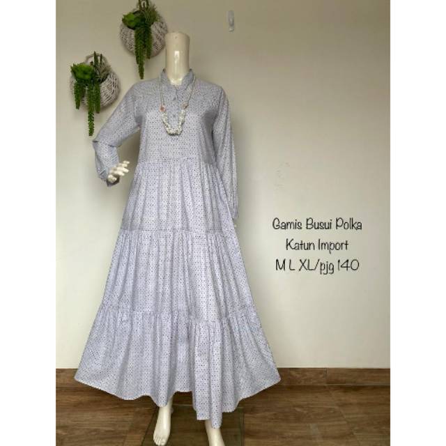 Gamis polka ria miranda / gamis kamari / gamis katun import / gamis simple / homedress / dress