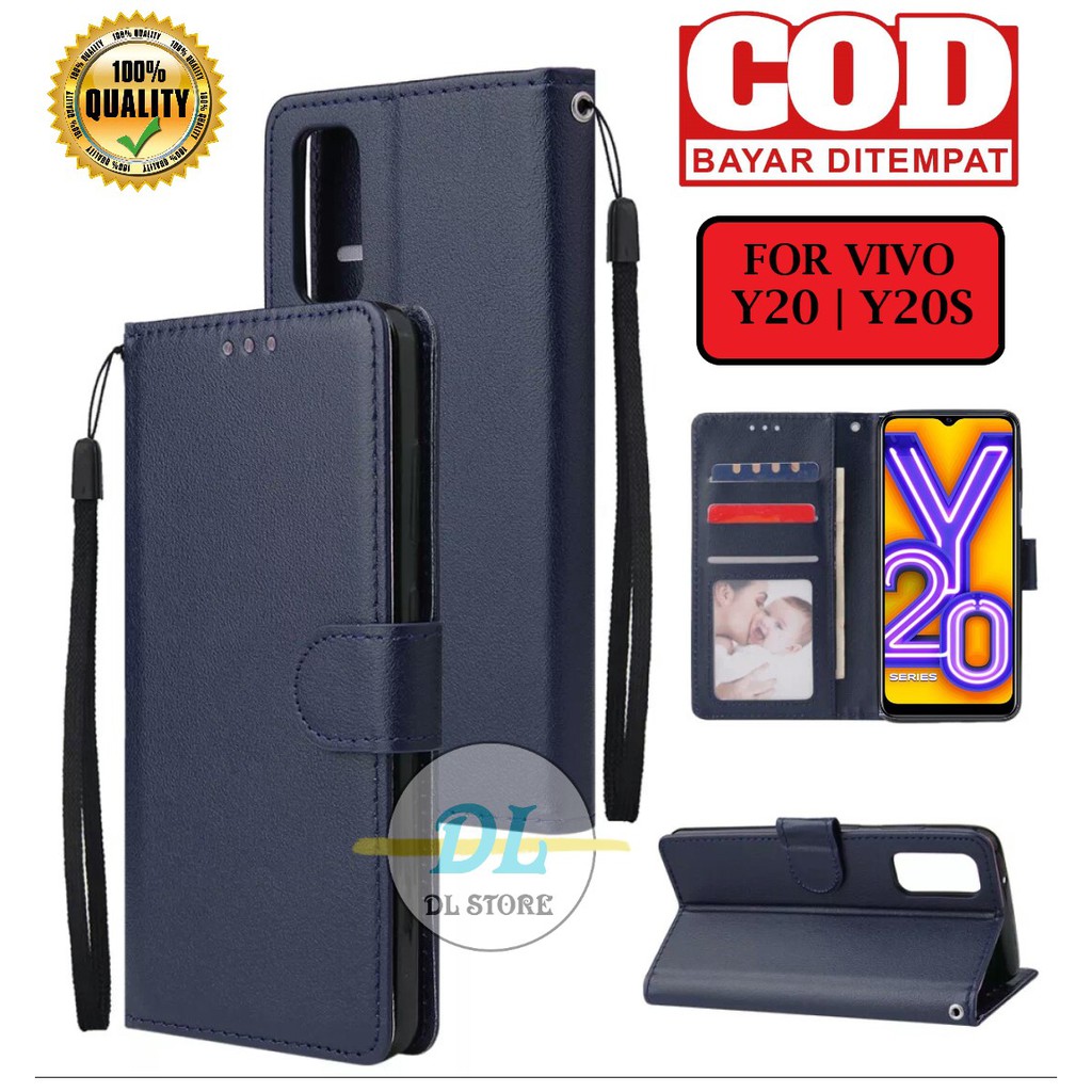FLIP CASE VIVO Y20|VIVO Y20S FLIP LEATHER CASE PREMIUM/CASE HP DOMPET