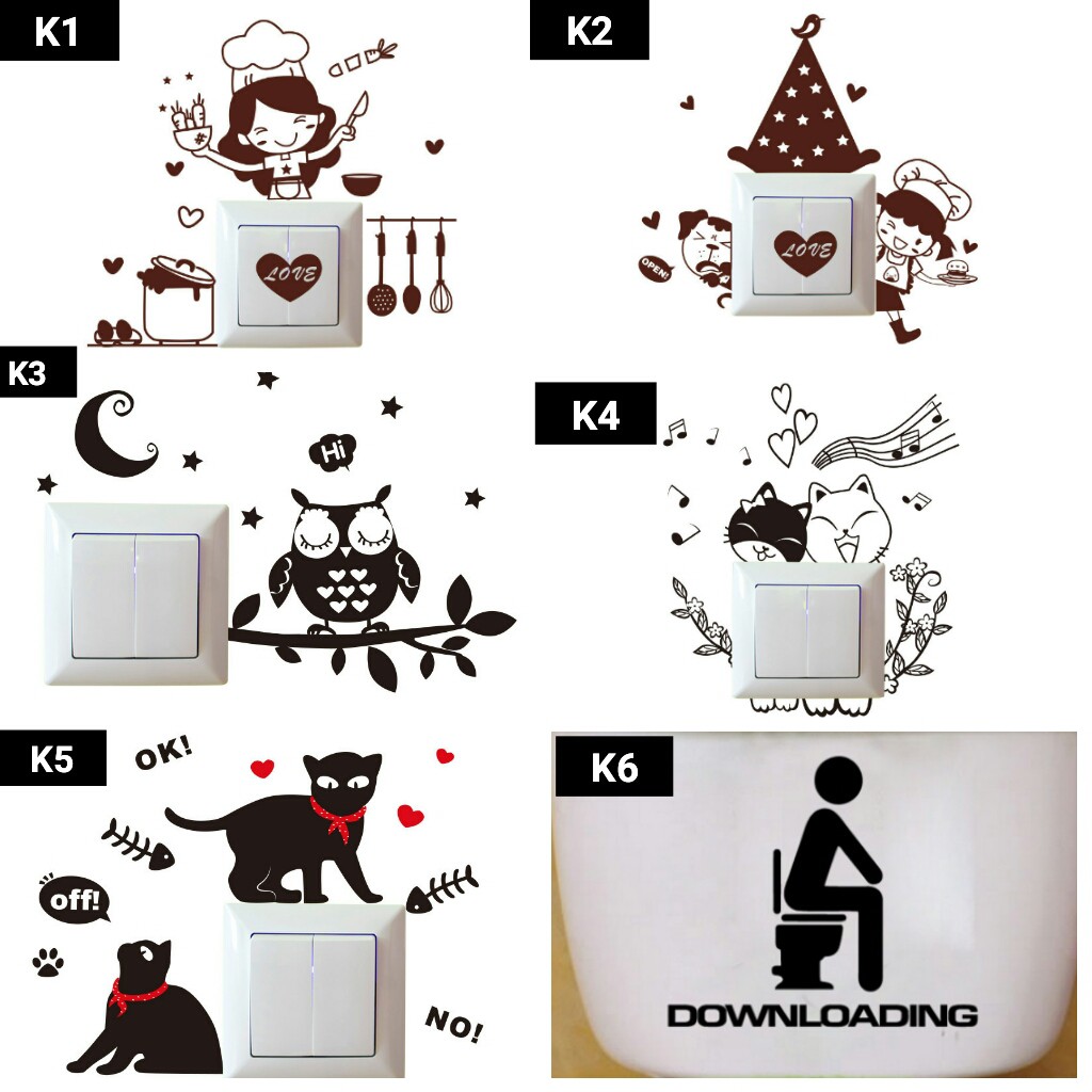 RELIZA WALL STICKER / STIKER DINDING SAKLAR DAPUR KITCHEN OWL DAN KUCING