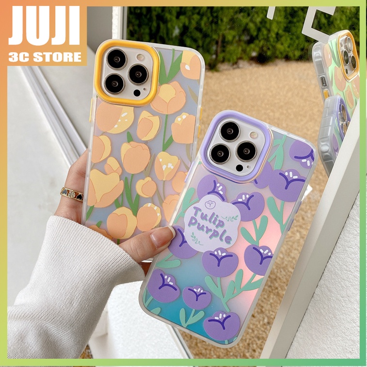 Case Pelindung Pola Tulip Warna Permen Untuk iphone 11 12 13 promax x xs xr xsmax 7 8 plus