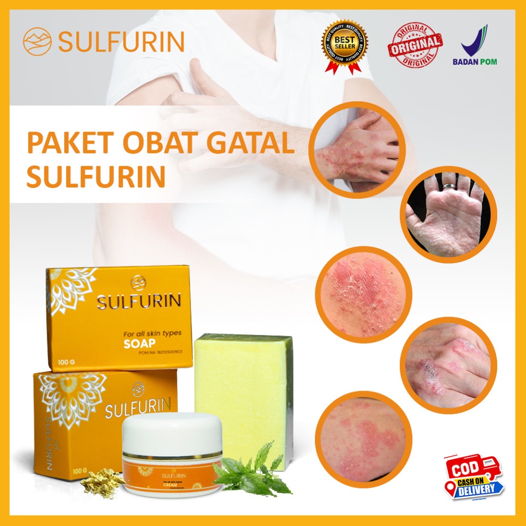 OBAT jerawat punggung wajah GATAL KULIT SABUN SULFUR BELERANG Paket Sulfurin Belerang Sabun + Salep Krim