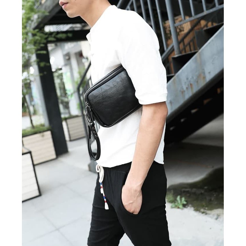 Ambigo Clutch Bag - Tas Tangan Kasual Kulit Pria DWalker V7730 - Tas Tangan Kantoran Simple Murah