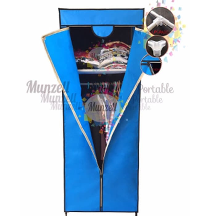 (TERLARIS)  (NEW Rangka Besi) LPF 02, BIRU (Lemari 1 Gantung+ 2 Sekat)  PRAKTIS