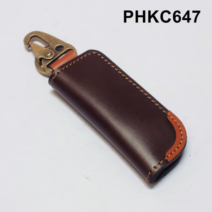 dompet stnk mobil motor model slim gantungan kunci coklat tan PHKC647