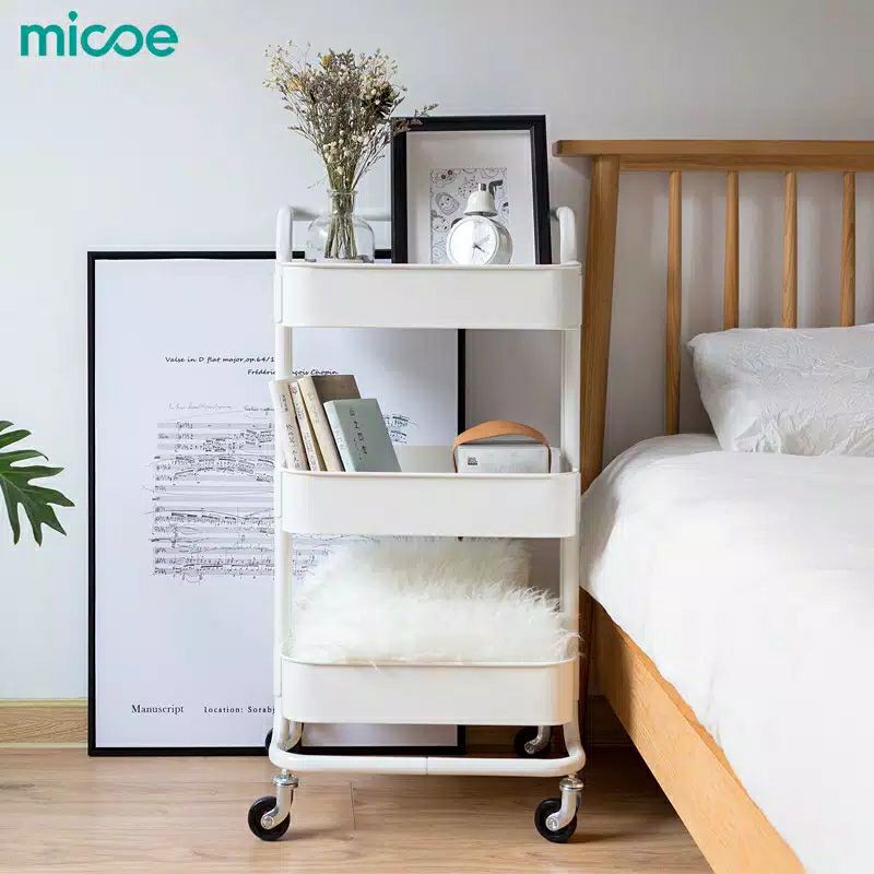 Micoe rak roda rak trolley rak tempat tidur rak serba guna