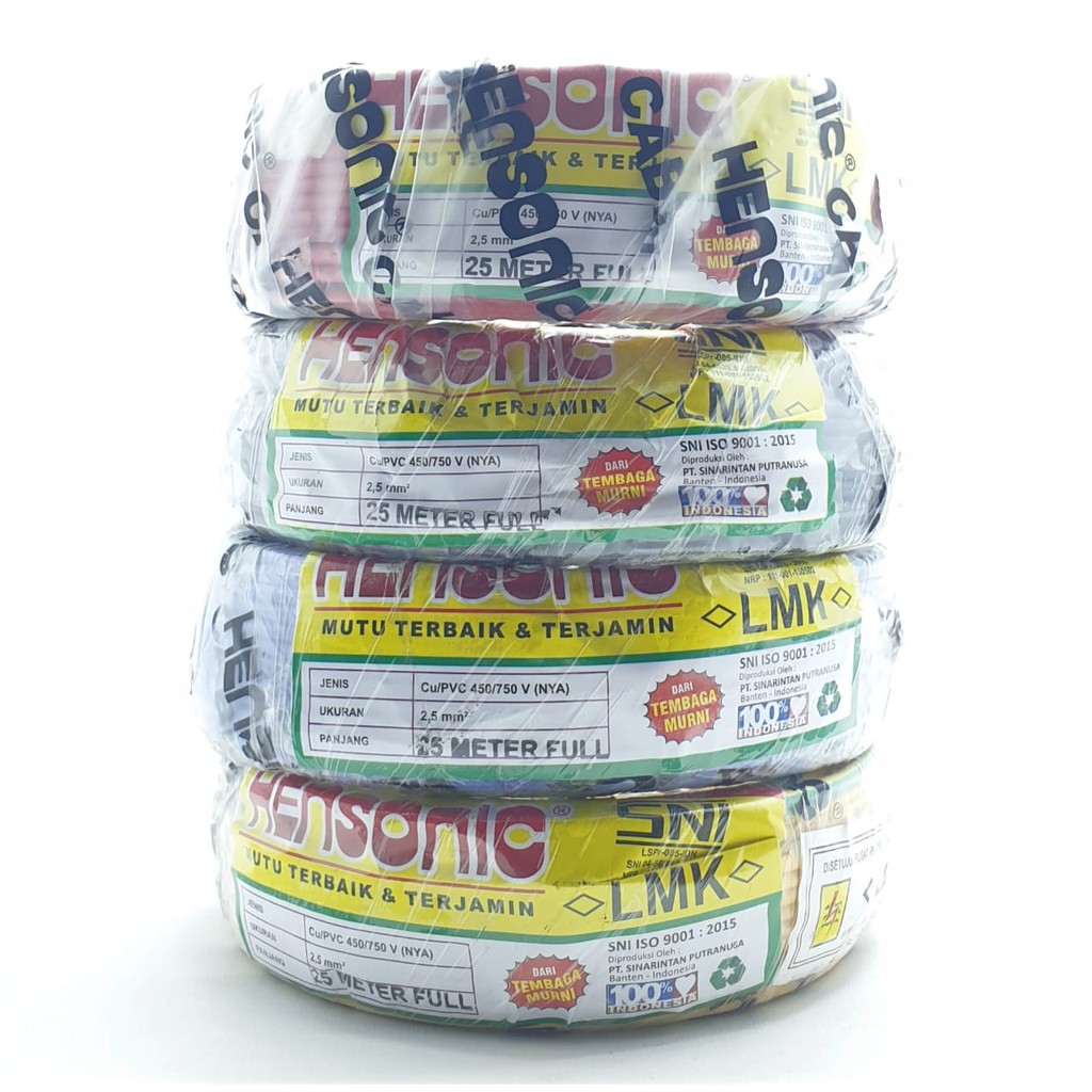 Hensonic NYA 2,5MM 25 Meter FULL SNI FULL LMK Kabel Listrik Nya 1x2,5mm² 25M Tunggal Engkel Non Serabut