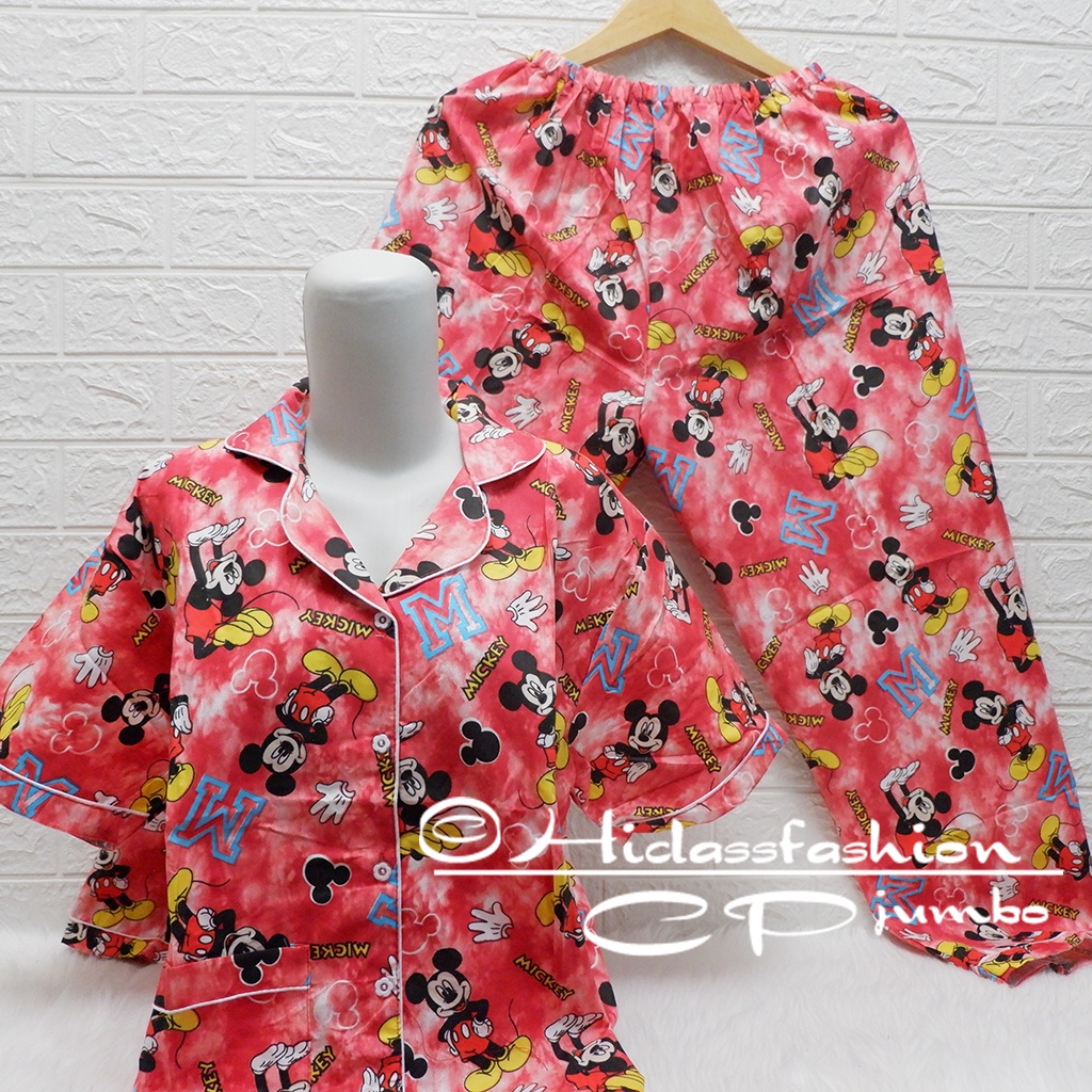 Baju Tidur Piyama Dewasa Setelan Jumbo Size  XXL LD 120-CPXXL MICKEYTIE RED