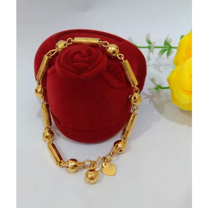 Gelang Titanium Lapis Kristal/Lapis Emas 24k