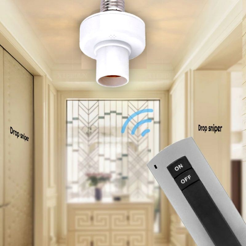 Wireless Saklar Lampu Bohlam Fiting E27 220V dengan Remot Kontrol