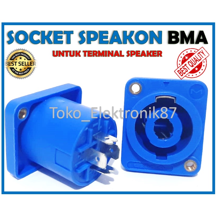 Socket Speakon BMA Body BIRU Cover Speakon Soket Spikon Contra