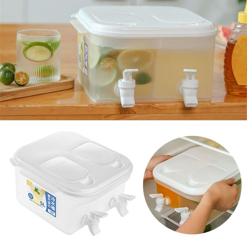 Preva 5L Water Jug Dengan Teko Keran Ganda Musim Panas Wadah Air Minum Aksesoris Dapur Rumah Tangga Juice Decanter