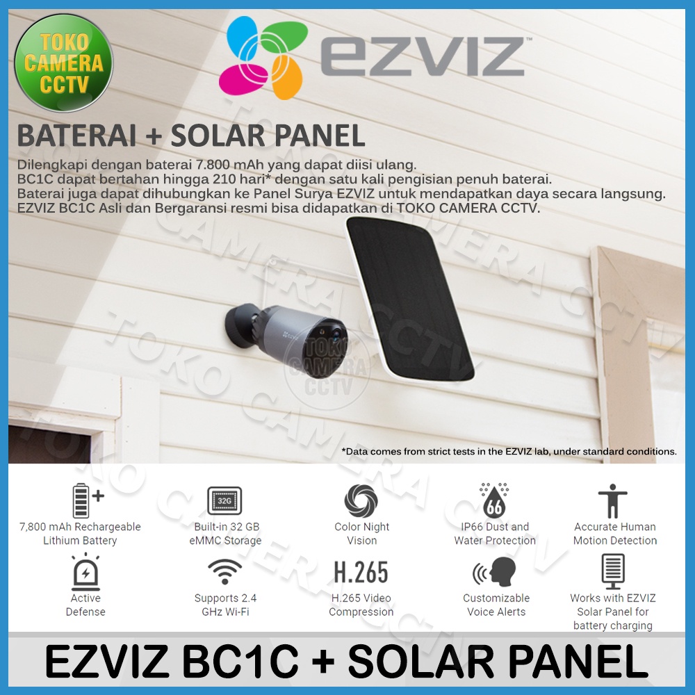 CCTV WIFI KAMERA IP CAMERA EZVIZ BC1C DENGAN SOLAR PANEL