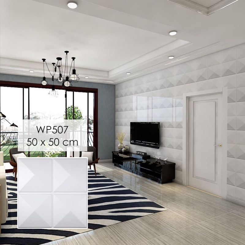 Wall Panel 3D Dinding Ornamen Bahan PVC Bisa Dibersihkan Motif Timbul MINIMAL ORDER 6 PCS-WP507 50x50cm