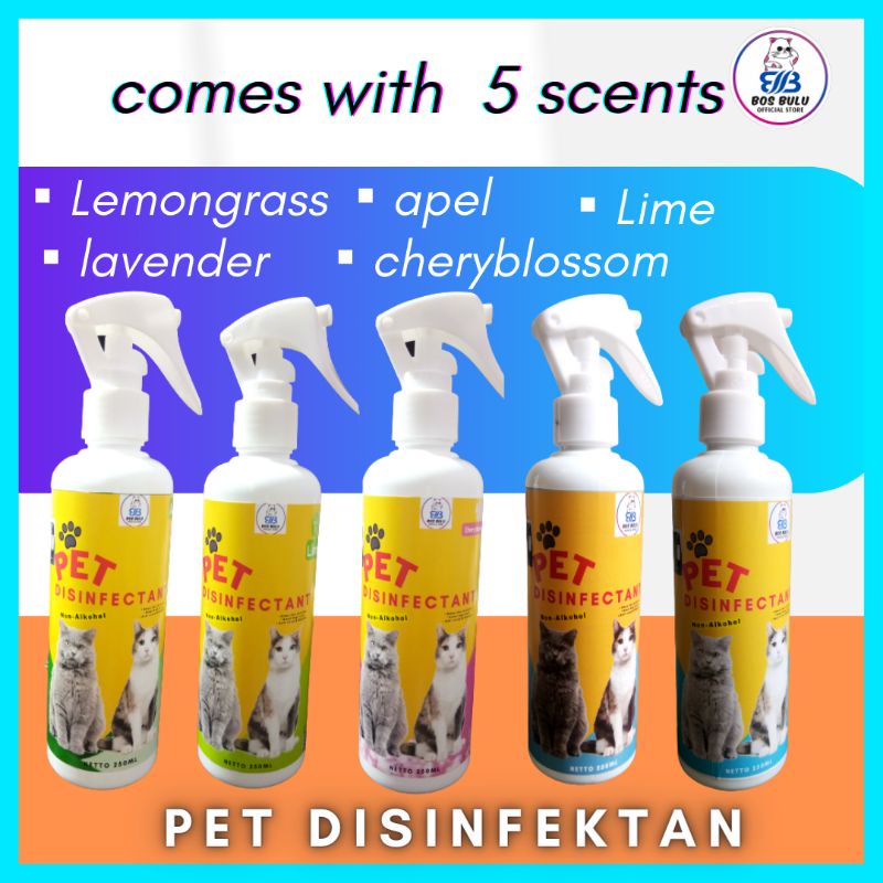 pet disinfektan spray semprot pembersih tubuh kandang tempat makan bermain litterbox kucing anjing 250ml