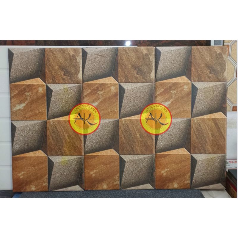 Keramik Dinding Kasar Motif Batu Alam 3D 20x40 Nordic Brown