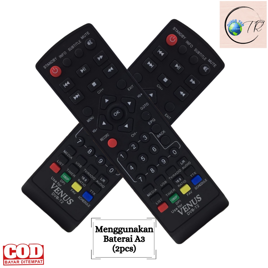 Remot Remote Set Top Box Dvb-T2 Venus Cabe Rawit DVB T2 MPEG4 XTreamer Bien1 tanpa setting