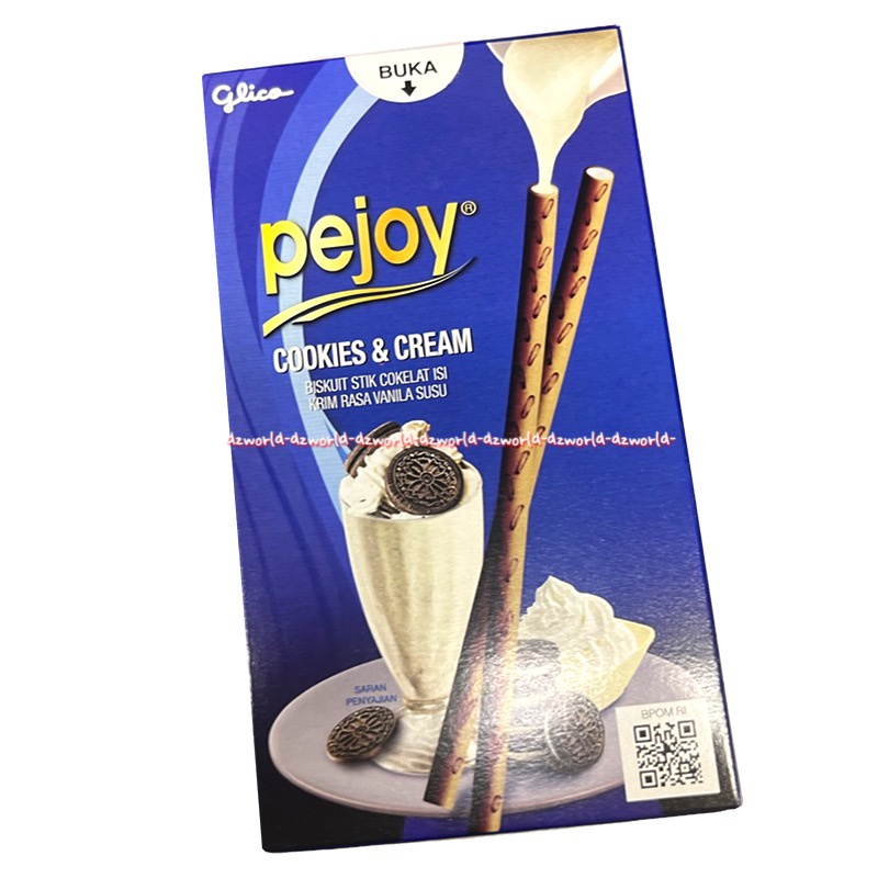 Pejoy Cookies &amp; Cream Biskuit Stik Cokelat Isi 37gr Glico Pejoi Krim Rasa Vanila Susu Vanilla Biscuits Sticks Stick Biskuit Lurus Pejjoy Putih