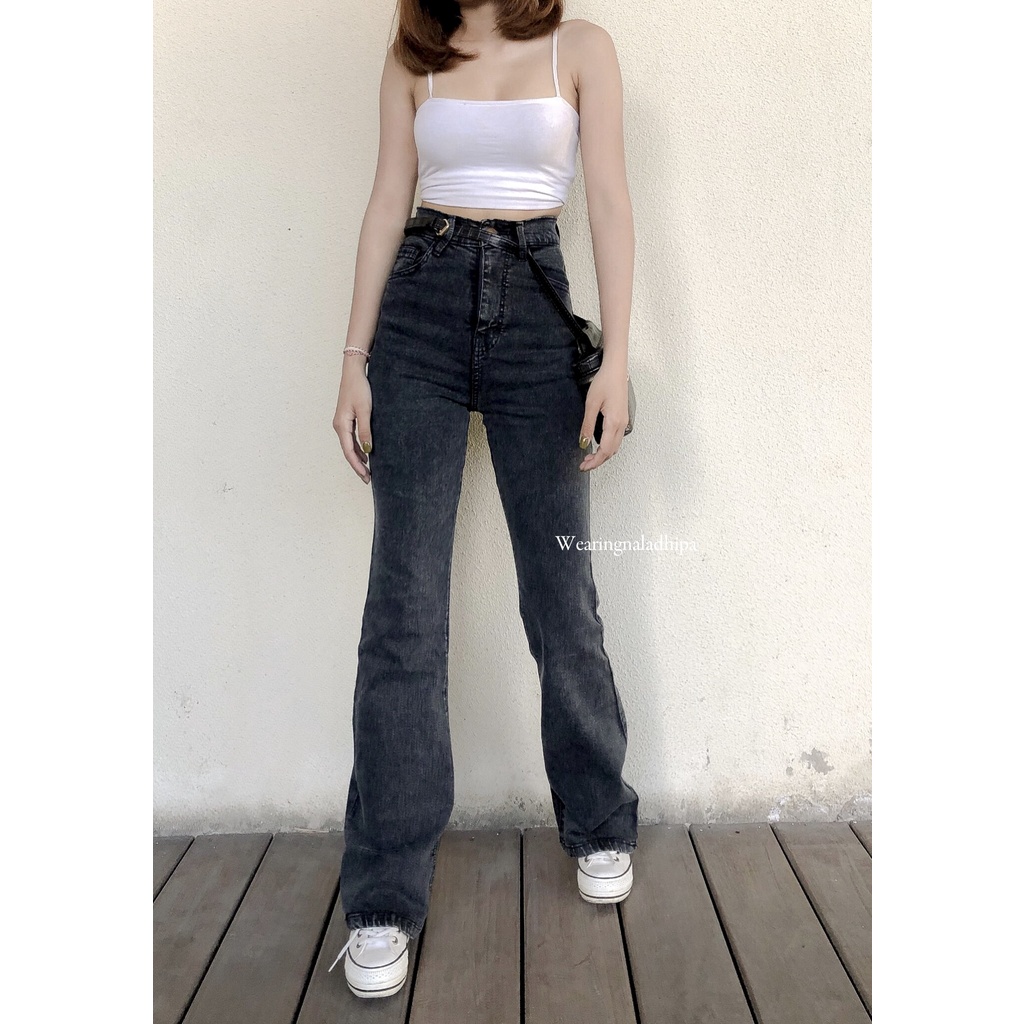 Kezia Cutbray Pants Snowblack - Highwaist Jeans Cutbray