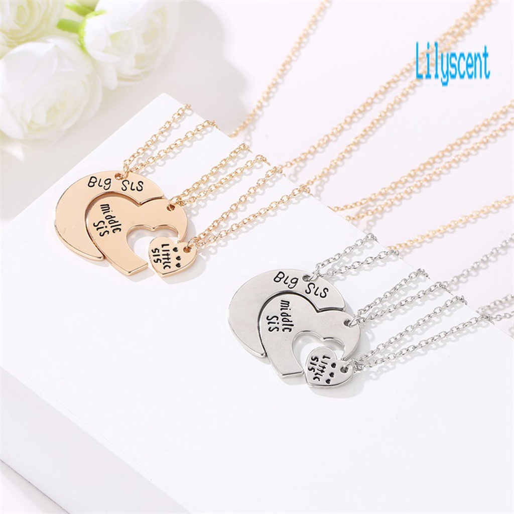 3pcs / Set Kalung Bentuk Hati Warna Kontras Untuk Wanita