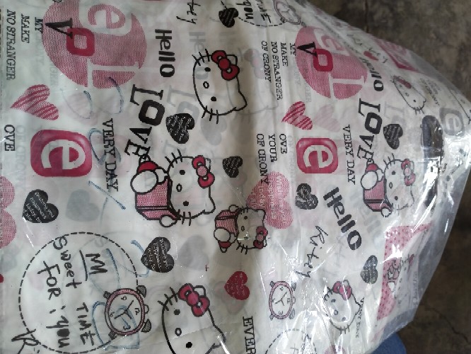 Kpm1015 Kantong Plastik Motif Pon Oval 30x38 Hello Kitty Pink