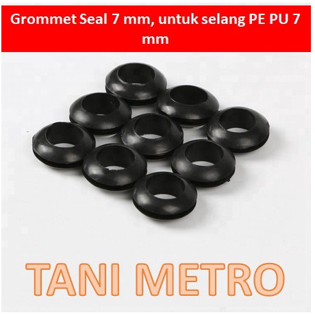 Karet Grommet 7 Mm Selang PE PVC Seal Gromet 7 Mm Offtake 7 Mm hitam