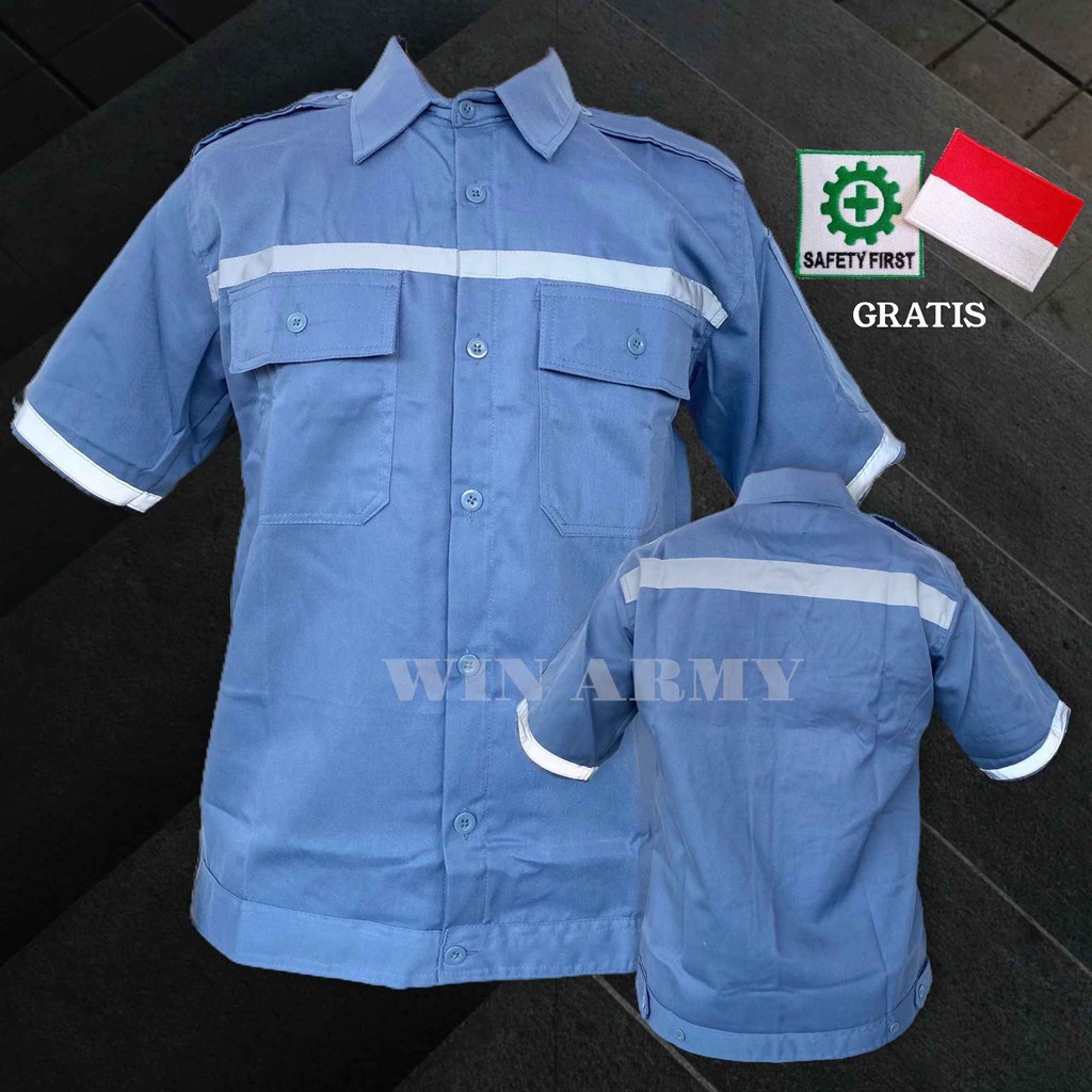 Katelpak Baju Safety Seragam Kerja / Kemeja Proyek Atasan Lengan Pendek / Atasan Kerja Pendek Wearpack Logo New