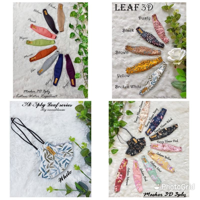 Masker 3D 3 lapis masker kain 3D hijab dan earloop vava bloom