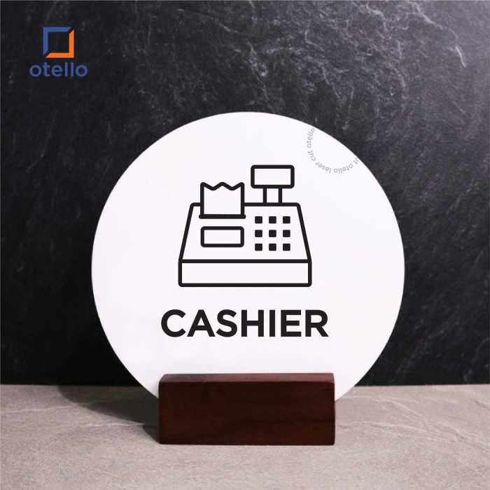 Cashier Sign Board Meja Akrilik Kasir Table Signage Toko Duduk Acrylic