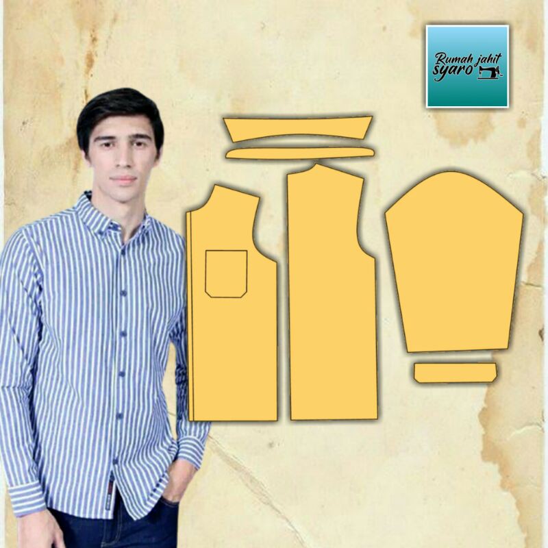 [ RJS23 ] Pola Instan Kemeja Pria Lengan Panjang dan pendek Size S - 4XL/pola atasan/pola jiplak/pol