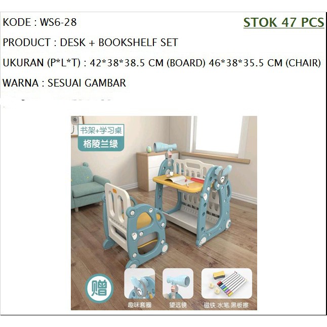Meja kursi rak buku bookshelf premium belajar pearning table chair plastik anak zoom