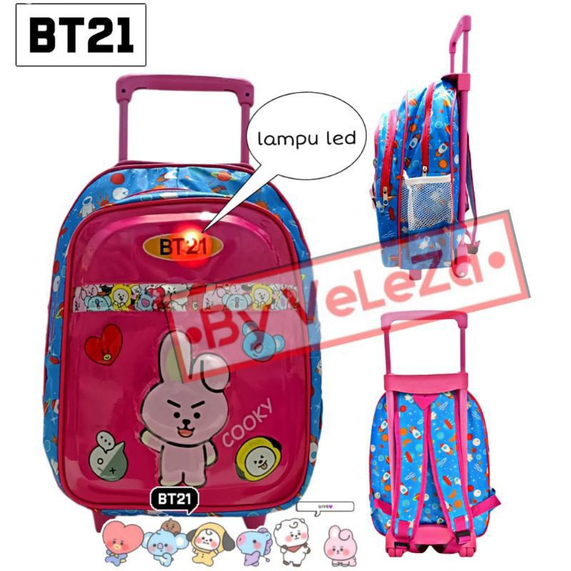 Tas troli tas dorong tas ransel anak perempuan karakter BETE21 led - tas troli