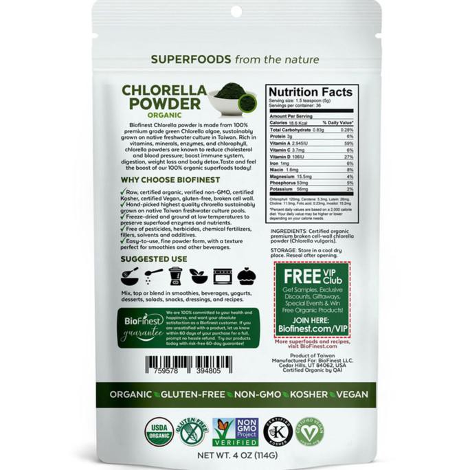 

BEST SELLER - BIOFINEST CHLORELLA POWDER - RAW ORGANIC PURE SUPERFOOD 114G