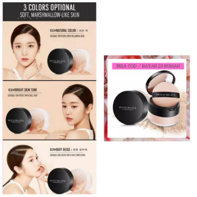 [COD] MAYCREATE LOOSE POWDER / BEDAK TABUR MAYCREATE ORIGINAL 3 WARNA