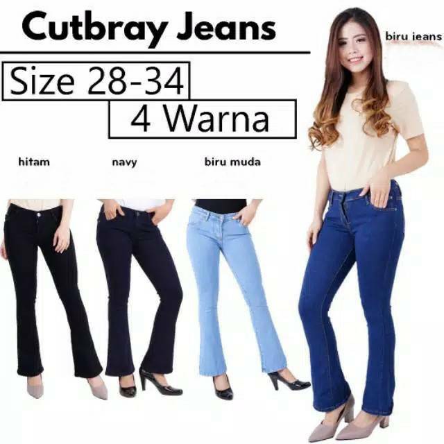 Celana jeans panjang cutbray wanita