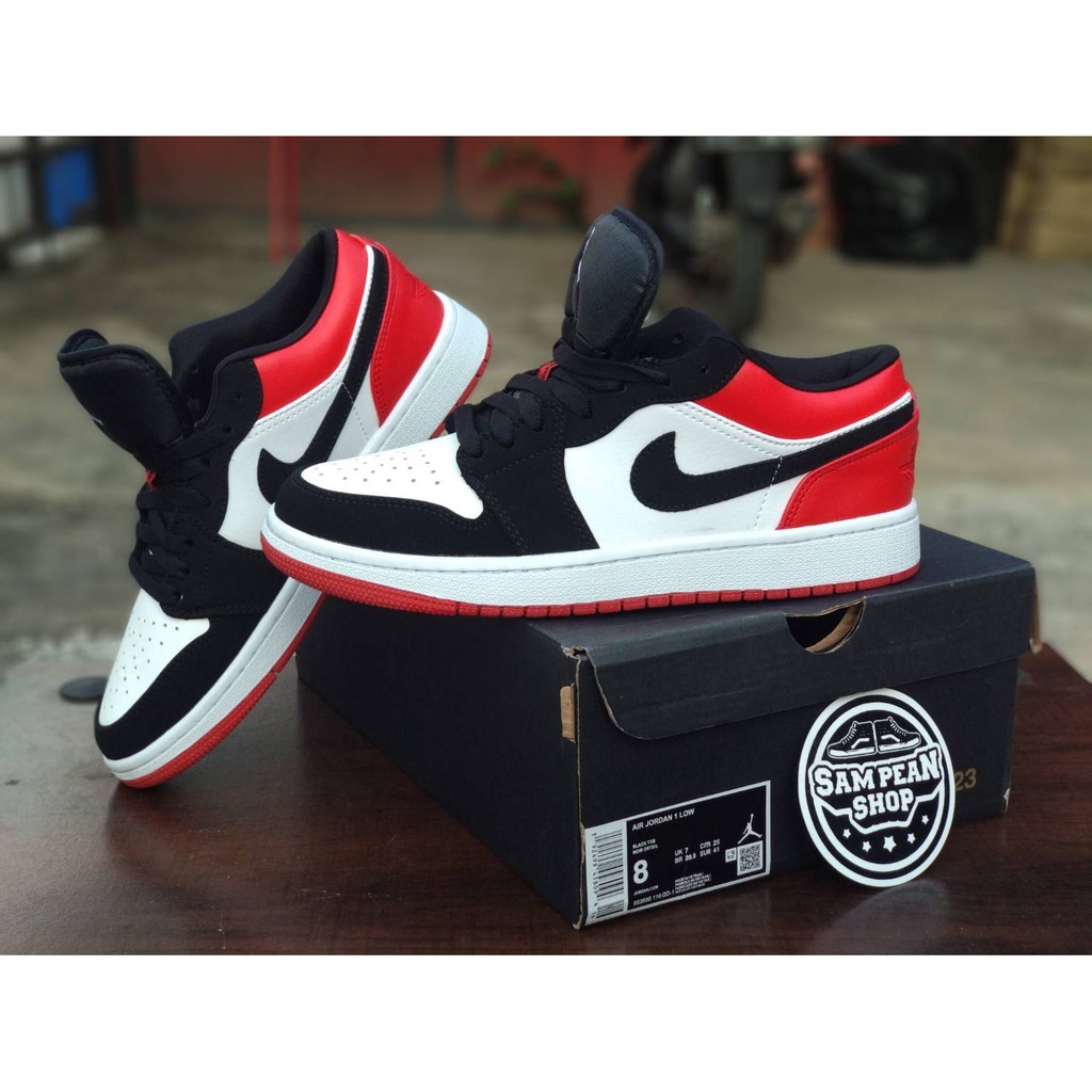 100 Premium Legit Sepatu Nike Air Jordan 1 Low Black Toe Original Premium Bnib Shopee Indonesia